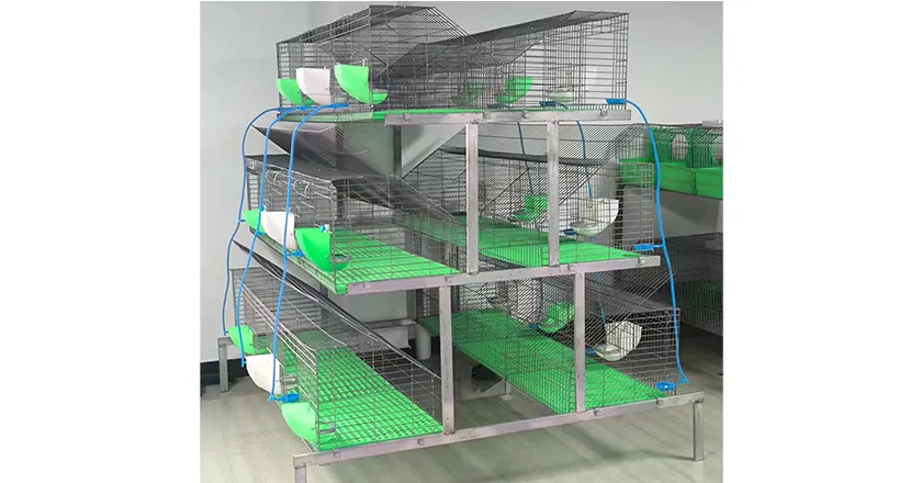 18-Unit Rabbit Cage, Galvanized Automatic Rabbit Hutch, Multi-Layer Rabbit Farming Equipment