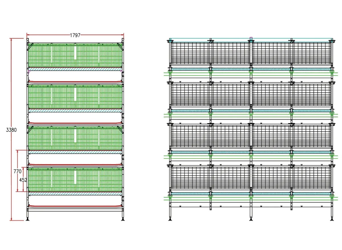 H-Type Semi-Automatic Broiler Cage with Pull-Out Harvesting System